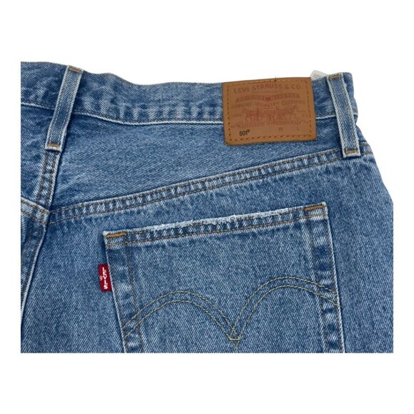Levis Premium Women Distressed Button Fly High-Waisted Denim Short SZ W34 Cotton - Picture 10 of 12